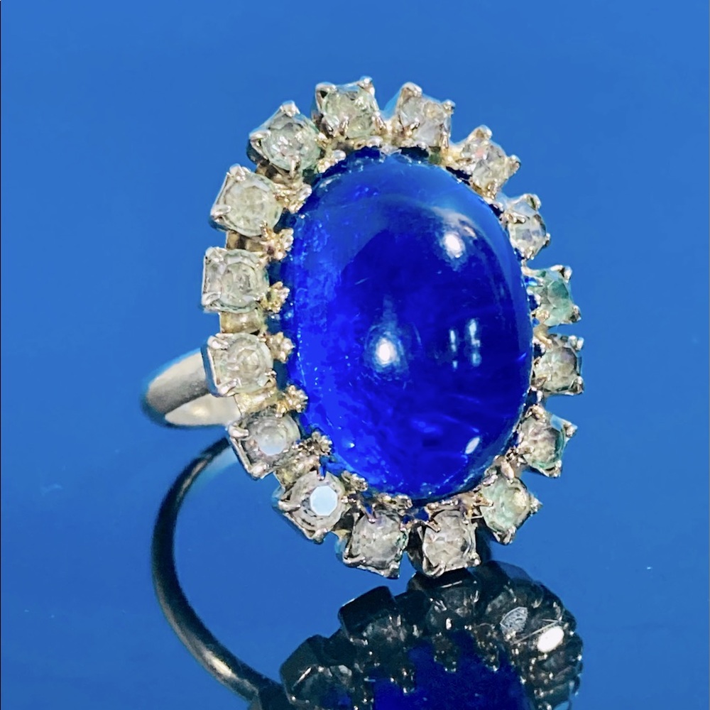 Vintage Czech Glass Rhinestone Halo Ring